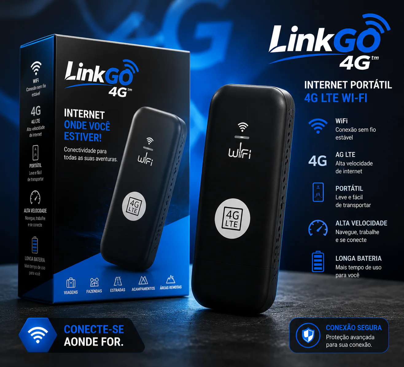 LinkGo 4G — Internet portátil 4G LTE Wi-Fi